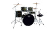 Batería Mapex Comet CM5295FTC Ebony Yellow Grain con hardware, platillos y banqueta, vista completa