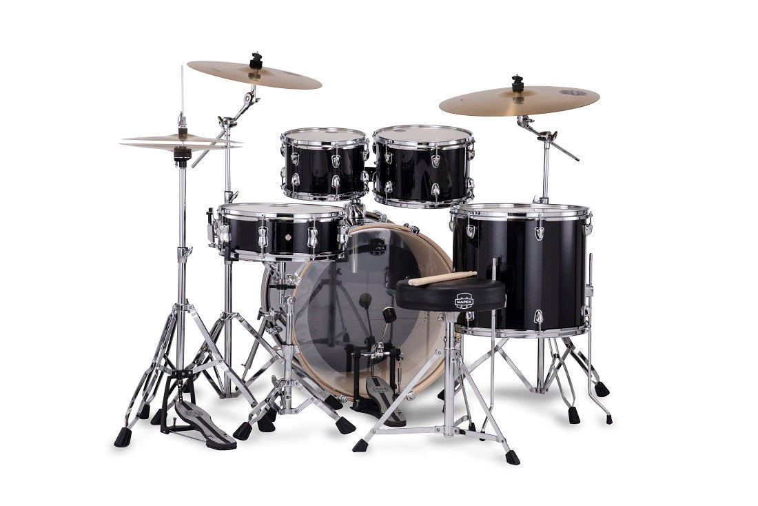 Mapex Venus Black Galaxy Sparkle, vista posterior de referencia; platillos no incluidos