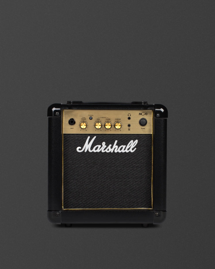 Marshall MG10 Black and Gold, vista frontal completa