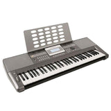 Teclado Medeli A100 gris con atril, vista diagonal