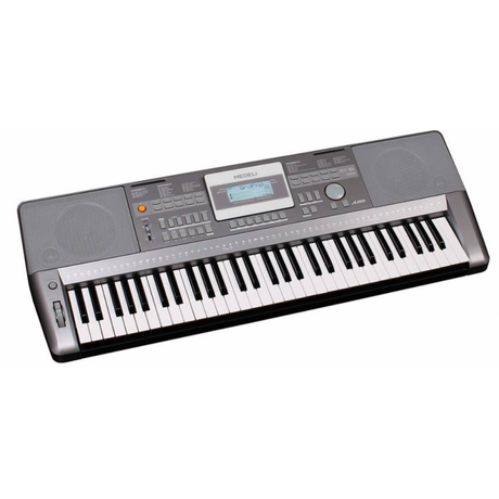 Teclado Medeli A100 gris, vista superior diagonal