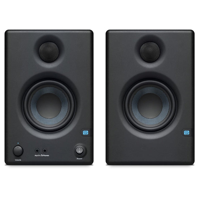 Par de monitores PreSonus Eris E3.5 negros, vista frontal