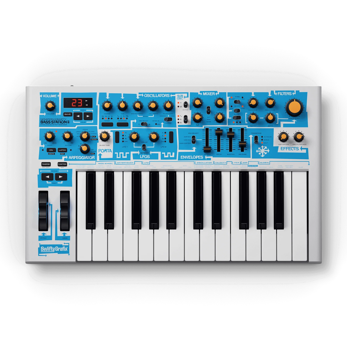 Sintetizador Novation Bass Station II Swifty Edition vista superior