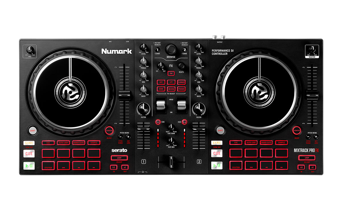 Controlador DJ Numark Mixtrack Pro FX vista superior completa