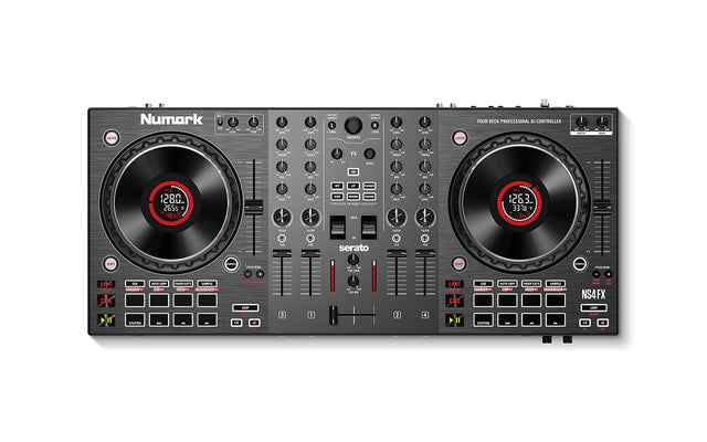 Controlador DJ Numark NS4FX vista superior completa