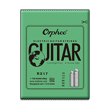 Empaque oficial del encordado Orphee RX17 para guitarra eléctrica, calibre .010–.046