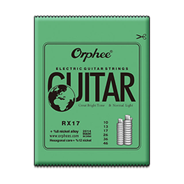 Empaque oficial del encordado Orphee RX17 para guitarra eléctrica, calibre .010–.046