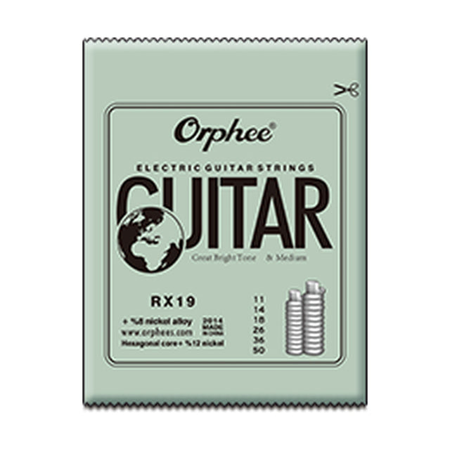 Empaque oficial del encordado Orphee RX19 para guitarra eléctrica, calibre .011–.050