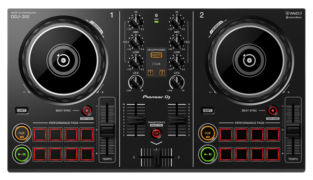 Controlador DJ Pioneer DDJ-200, vista superior