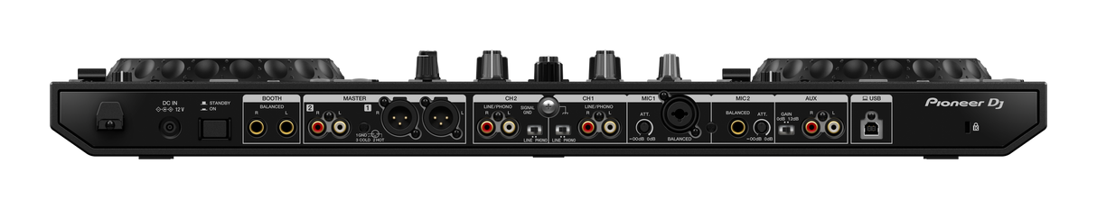 Controlador DJ Pioneer DDJ-800, conexiones posteriores