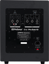 Subwoofer de estudio PreSonus Eris Pro Sub 10 vista posterior completa sobre fondo blanco