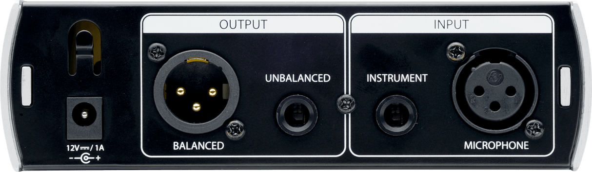 Preamplificador PreSonus TubePre V2 vista posterior completa sobre fondo blanco