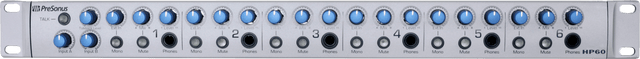 Amplificador de audífonos PreSonus HP60 vista principal completa sobre fondo blanco