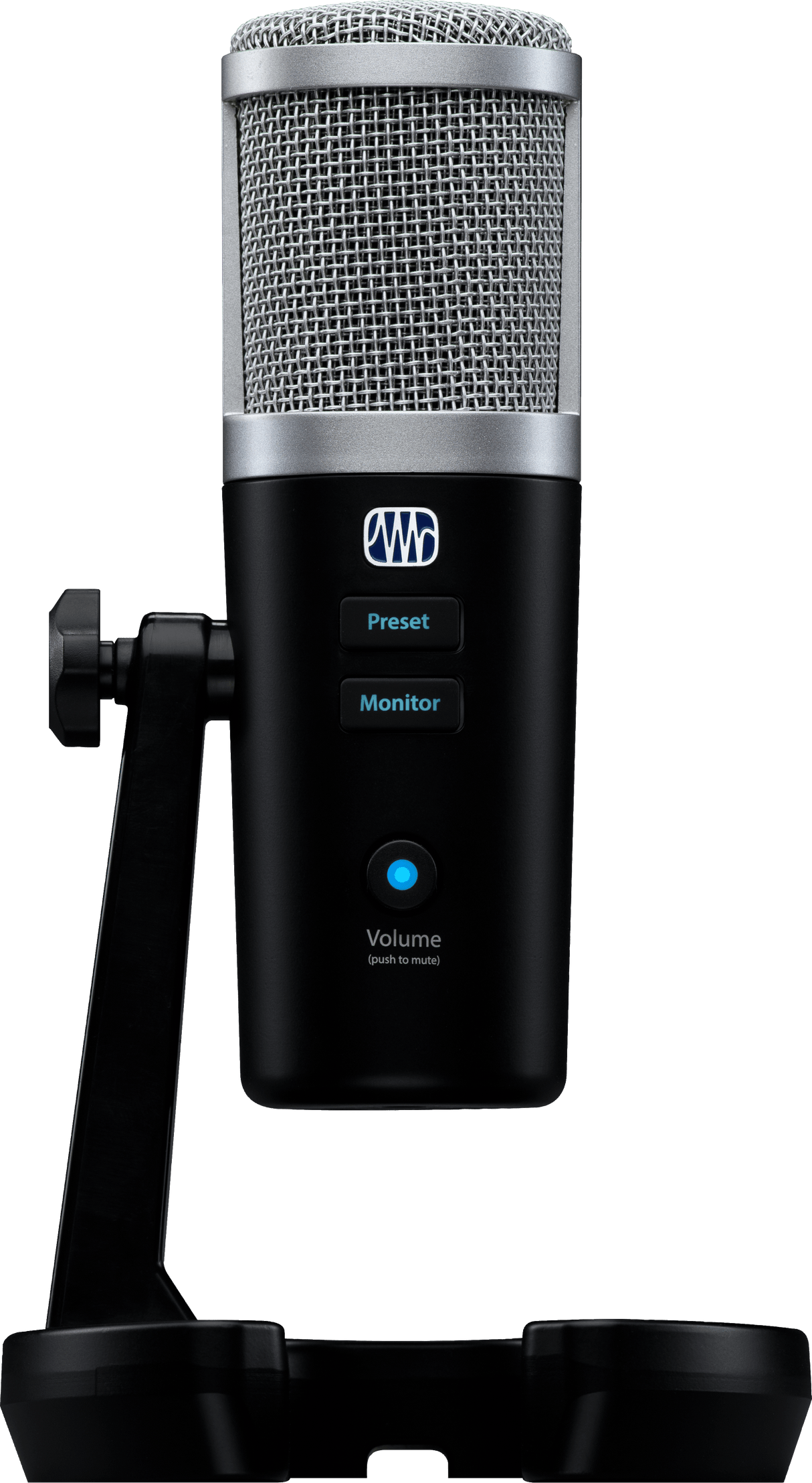 Micrófono USB PreSonus Revelator vista principal completa sobre fondo blanco