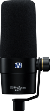 Micrófono dinámico PreSonus PD 70 vista principal completa sobre fondo blanco
