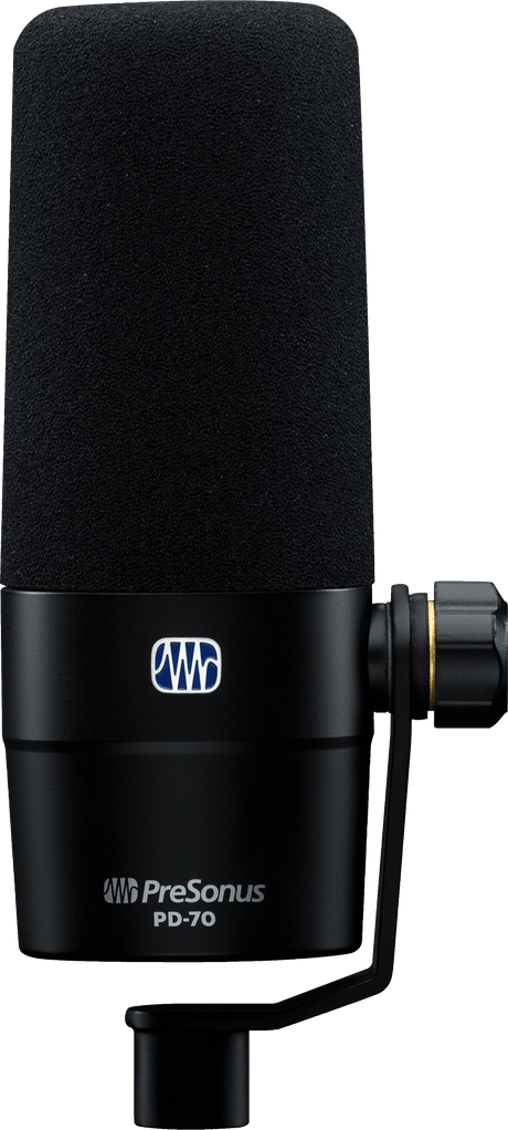 Micrófono dinámico PreSonus PD 70 vista principal completa sobre fondo blanco