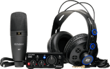 Combo de grabación PreSonus AudioBox GO Creator completo sobre fondo blanco