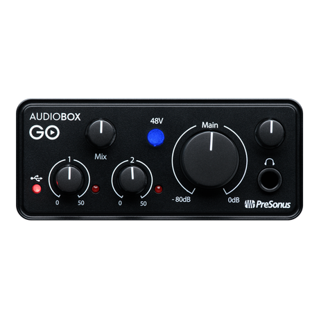 Interfaz PreSonus AudioBox GO, panel de controles