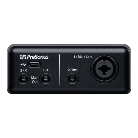 Interfaz PreSonus AudioBox GO, panel de entradas