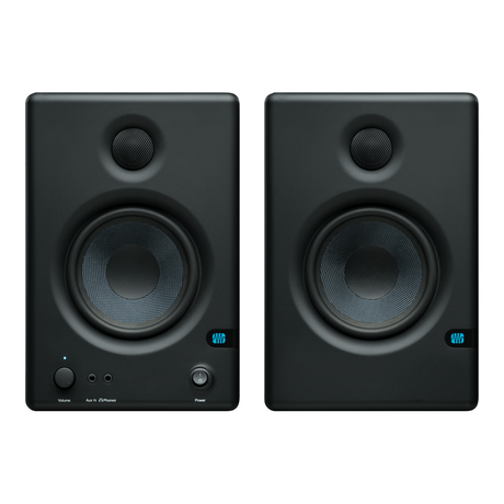 Par de monitores PreSonus Eris E4.5 negros, vista frontal
