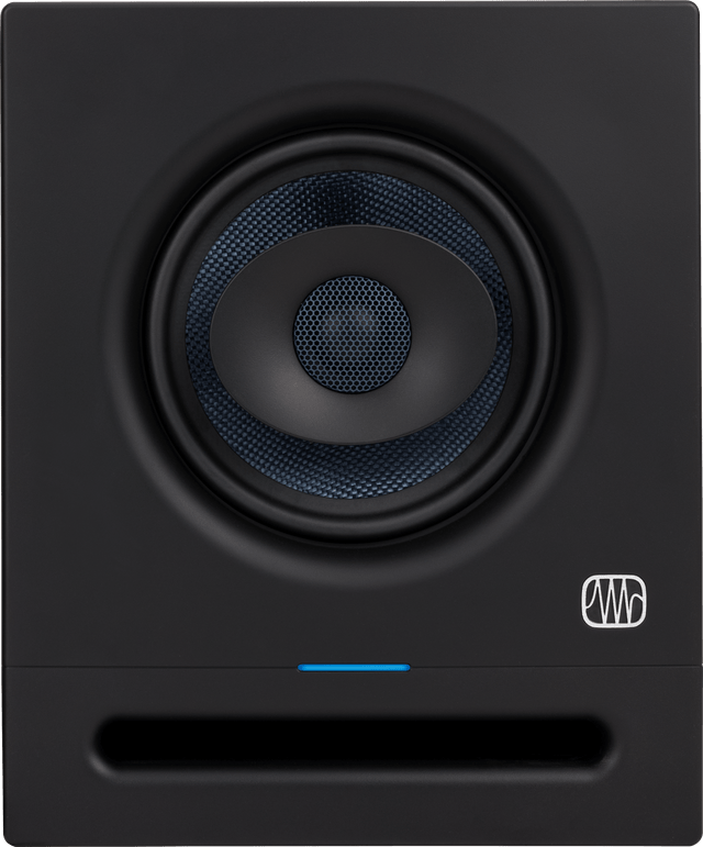 Monitor de estudio PreSonus Eris Pro 6 vista frontal completa sobre fondo blanco