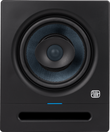 Monitor de estudio PreSonus Eris Pro 8 vista frontal completa sobre fondo blanco