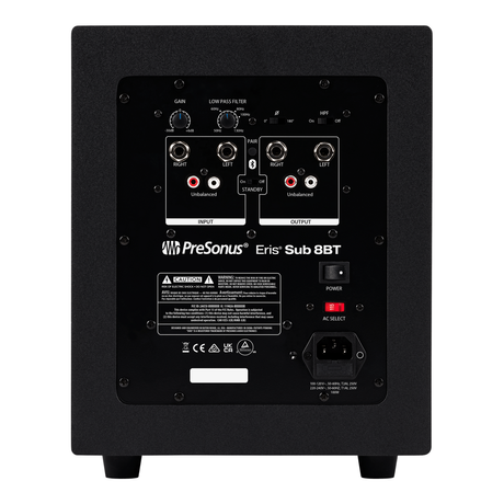 Subwoofer activo PreSonus Eris Sub 8BT, panel posterior