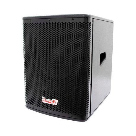 Bajo activo Pro DJ WSF-12SA de 12 pulgadas, vista frontal en ángulo sobre fondo blanco