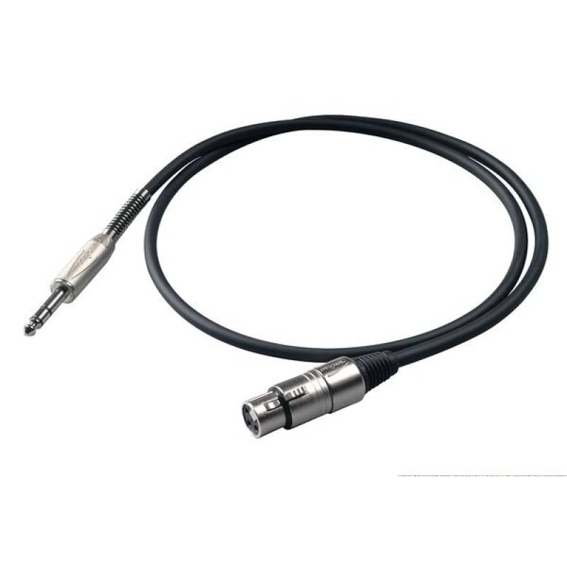 Cable balanceado PROEL BULK210LU5 jack 6,3 mm TRS a XLR hembra, 5 m, negro