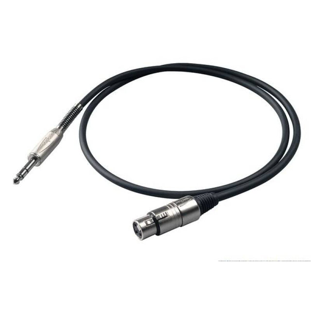 Cable balanceado PROEL BULK210LU5 jack 6,3 mm TRS a XLR hembra, 5 m, negro
