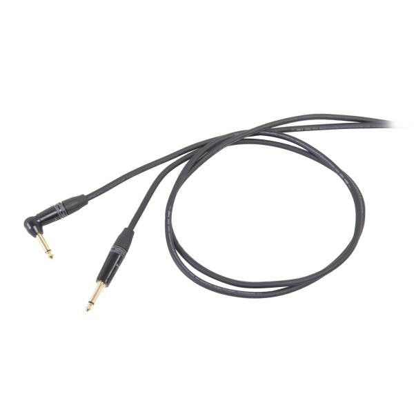 Cable de instrumento PROEL Die Hard DHS120LU5 con jack recto y jack angular de 6,3 mm, negro