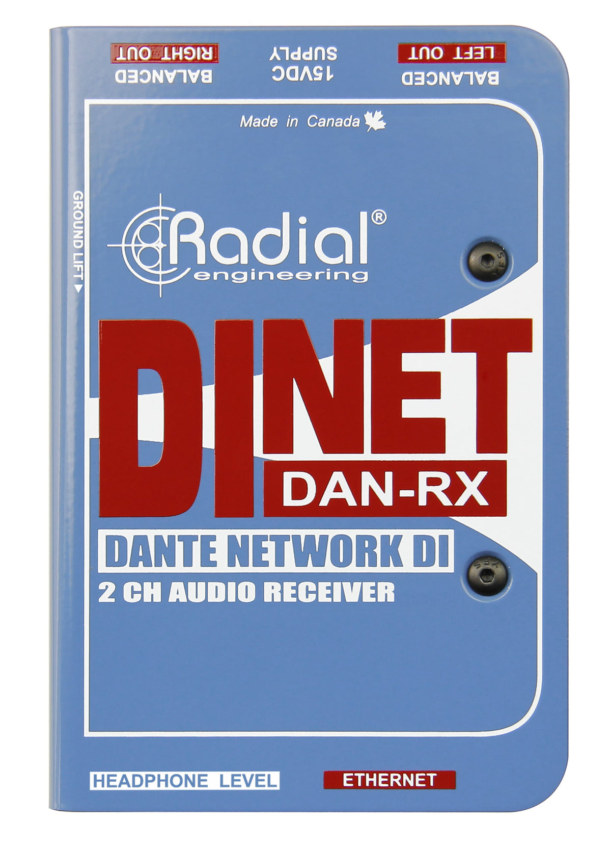 Receptor Dante Radial DiNET DAN RX de 2 Canales imagen oficial del producto completo