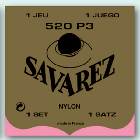 Encordado Savarez Traditional 520P3 con tercera cuerda entorchada para guitarra clásica, empaque oficial