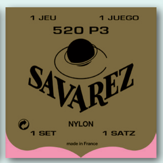 Encordado Savarez Traditional 520P3 con tercera cuerda entorchada para guitarra clásica, empaque oficial