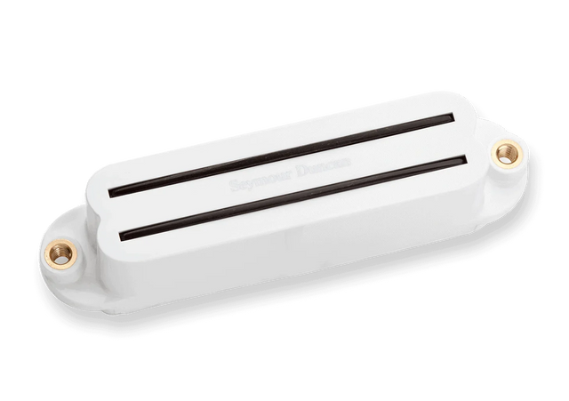 Pastilla Seymour Duncan Hot Rails Strat SHR-1b para puente blanca, vista principal sobre fondo blanco