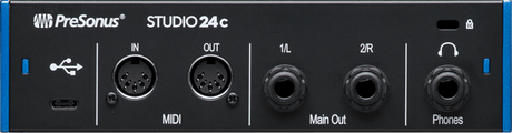 Interfaz PreSonus Studio 24c, detalle del panel posterior