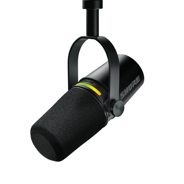 Micrófono para podcast Shure MV7+ negro con panel táctil LED