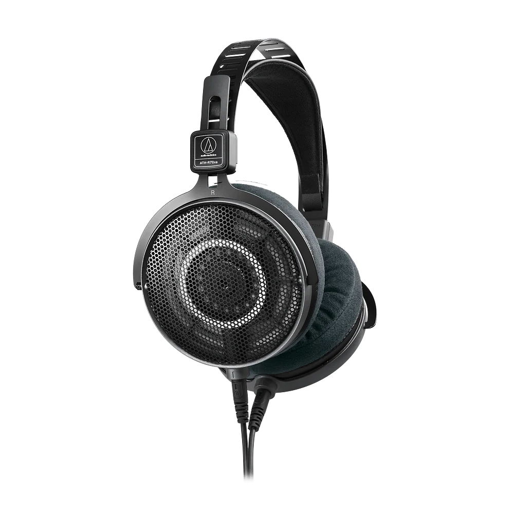 Audífonos de Estudio AudioTechnica ATH R70XA con 3 Cables Intercambiables vista oficial completa sobre fondo limpio