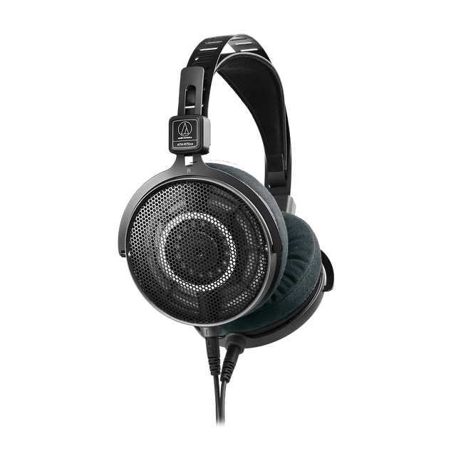 Audífonos de Estudio AudioTechnica ATH R70XA con 3 Cables Intercambiables vista oficial completa sobre fondo limpio