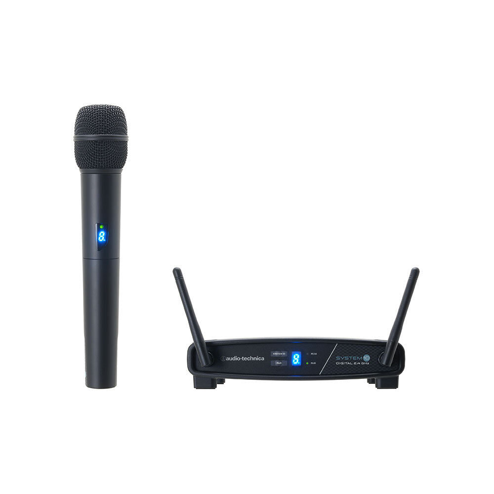 Sistema Inalámbrico Digital AudioTechnica ATW 1102 System 10 con Micrófono de Mano vista oficial completa sobre fondo limpio