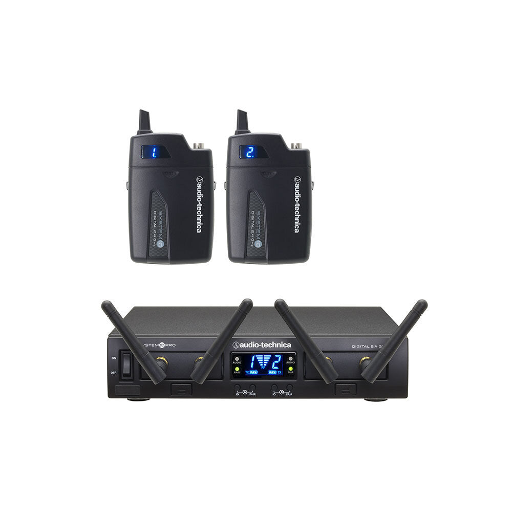 Sistema Inalámbrico Digital AudioTechnica ATW 1311 System 10 con 2 Transmisores de Petaca vista oficial completa sobre fondo limpio