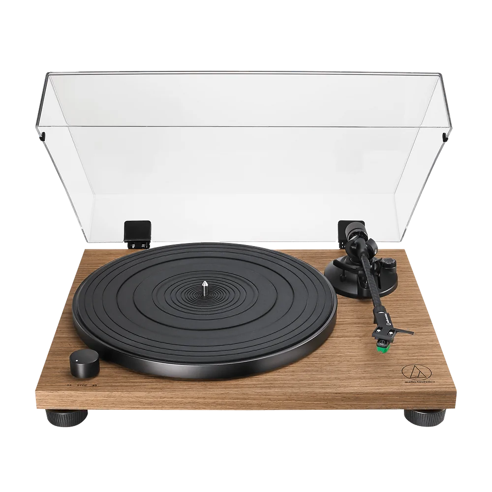Tocadisco Tornamesa AudioTechnica AT LPW40WN con Brazo de Carbono vista oficial completa sobre fondo limpio