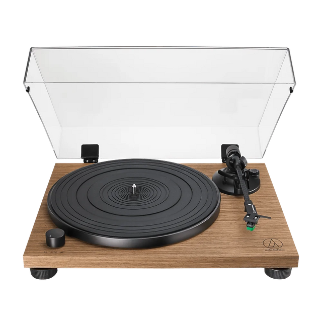 Tocadisco Tornamesa AudioTechnica AT LPW40WN con Brazo de Carbono vista oficial completa sobre fondo limpio
