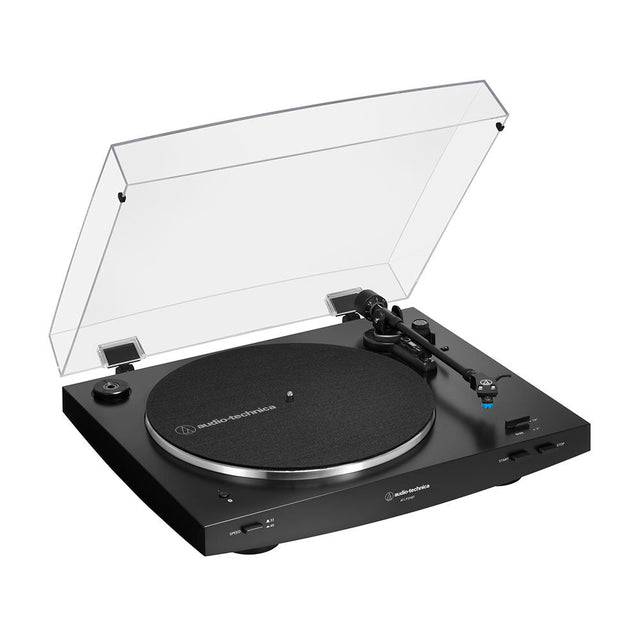 Tocadisco Tornamesa AudioTechnica AT LP3XBT BK con Bluetooth aptX vista oficial completa sobre fondo limpio