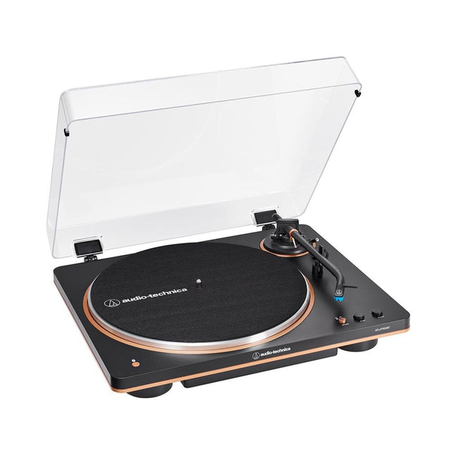 Tocadisco Tornamesa AudioTechnica AT LP70XBT BZ Automático con Bluetooth vista oficial completa sobre fondo limpio
