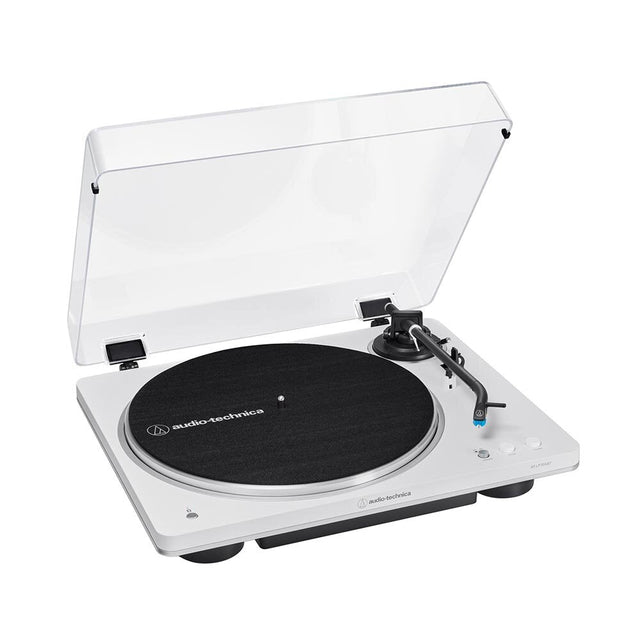 Tocadisco Tornamesa AudioTechnica AT LP70XBT WS Automático Inalámbrico vista oficial completa sobre fondo limpio