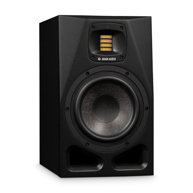 Monitor de estudio ADAM Audio A7V negro, vista frontal izquierda