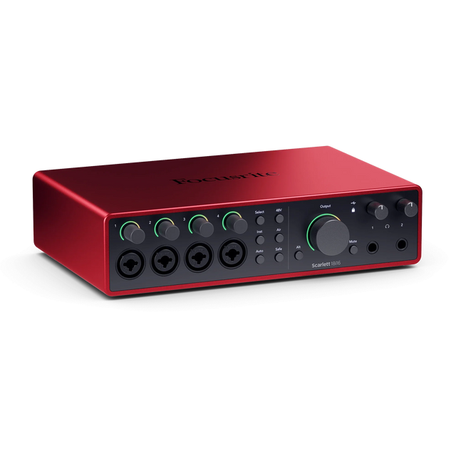 Interfaz de audio Focusrite Scarlett 18i16 4th Gen en vista angular