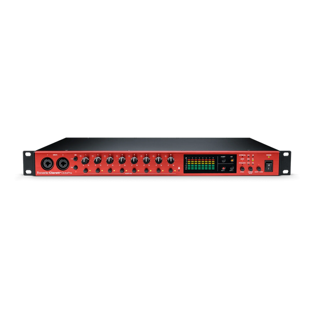 Preamplificador Focusrite Clarett+ OctoPre en vista frontal elevada