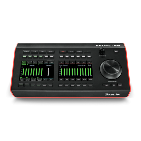 Controlador remoto Focusrite RedNet R1 en vista frontal elevada